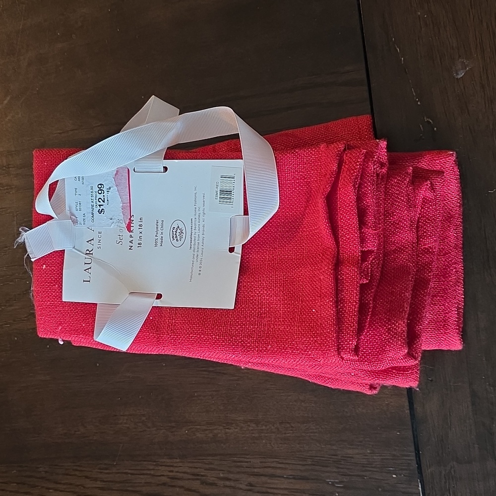 Laura Ashley Vibrant Red Napkin Set Of 8